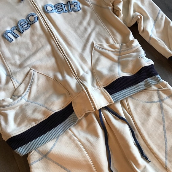 Vintage Mecca Sweat Suit Cream Baby Blue Navy Mens XL - Picture 3 of 8